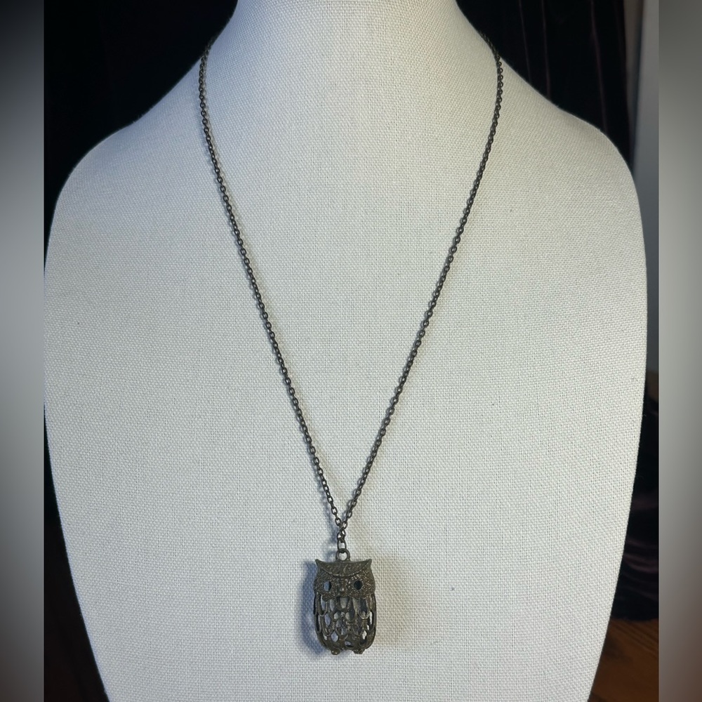 Bronze owl necklace